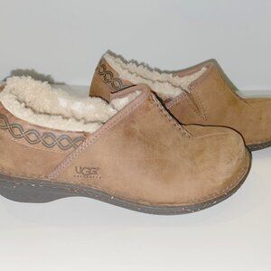 UGG Bettey Suede and Sheepskin Clogs - Size 10